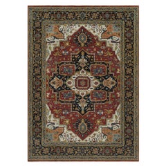 8
8"x12
2" Brick Red Soft Wool Hand Knotted Antiqued Fine Heriz Revival Rug