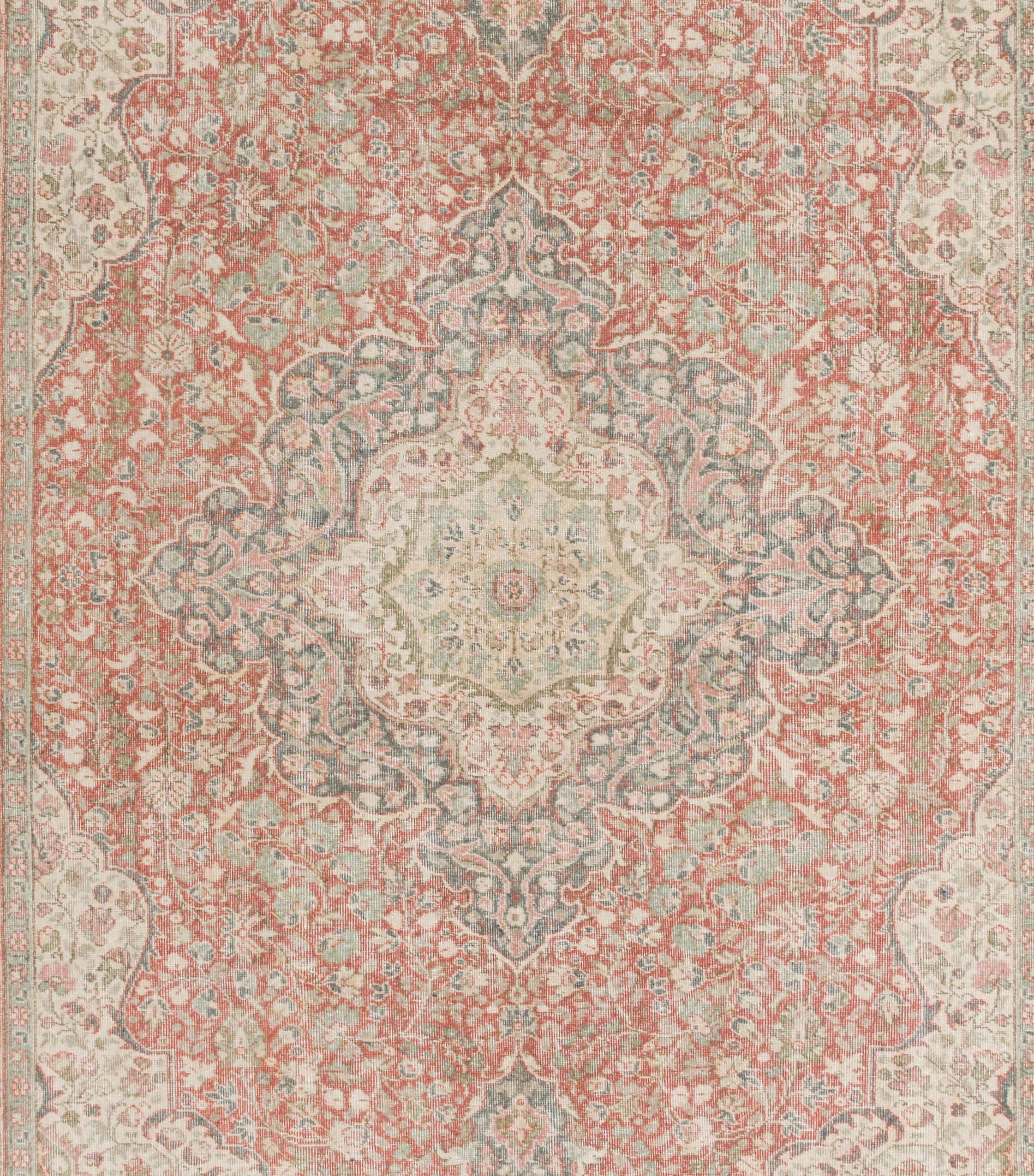 Hand-Woven 8.8x13 Ft One-of-a-Kind Mid-20th Century Turkish Wool Area Rug in Muted Colors For Sale