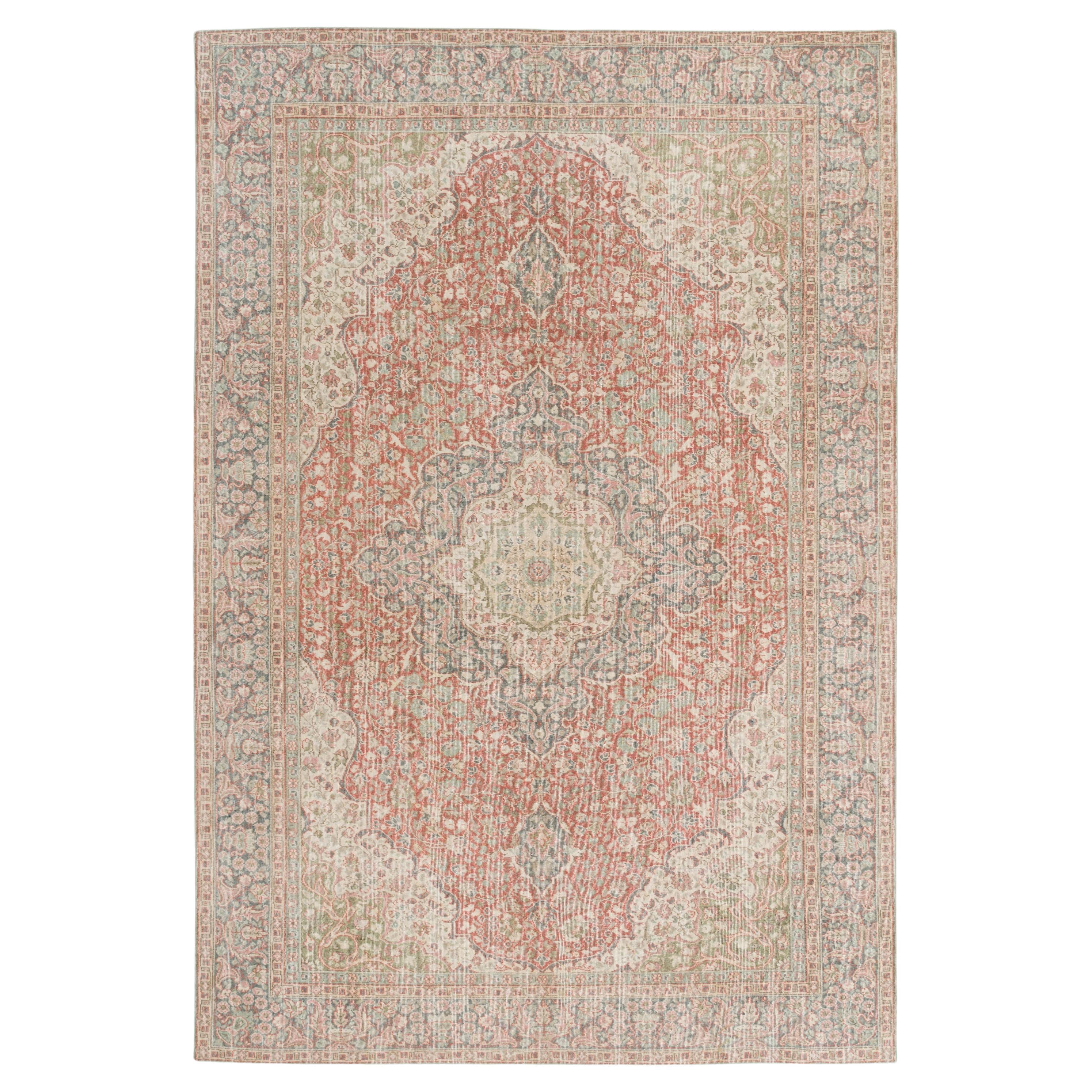 8.8x13 Ft One-of-a-Kind Mid-20th Century Turkish Wool Area Rug in Muted Colors For Sale