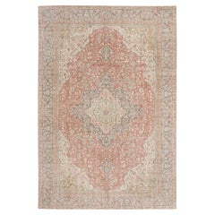 8.8x13 Ft One-of-a-Kind Mid-20th Century Turkish Wool Area Rug in Muted Colors