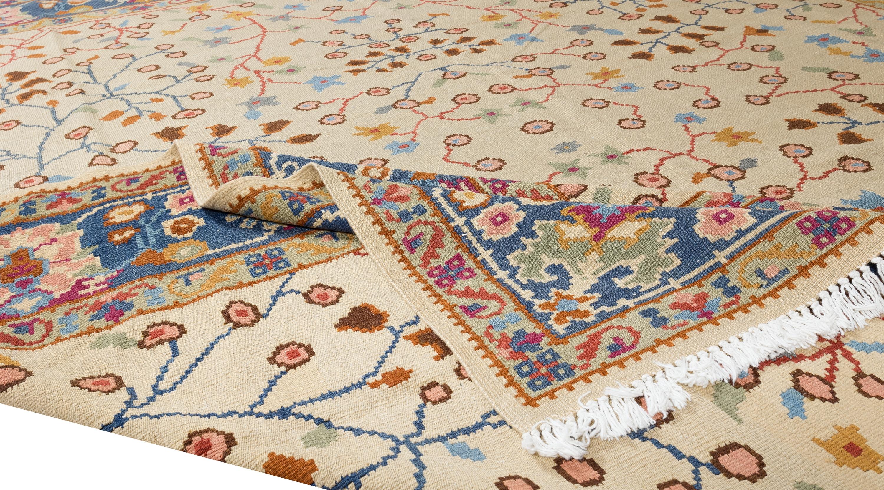 Country 8.8x9.7 Ft Rare Vintage Bosnian Flatweave Kilim Rug For Sale