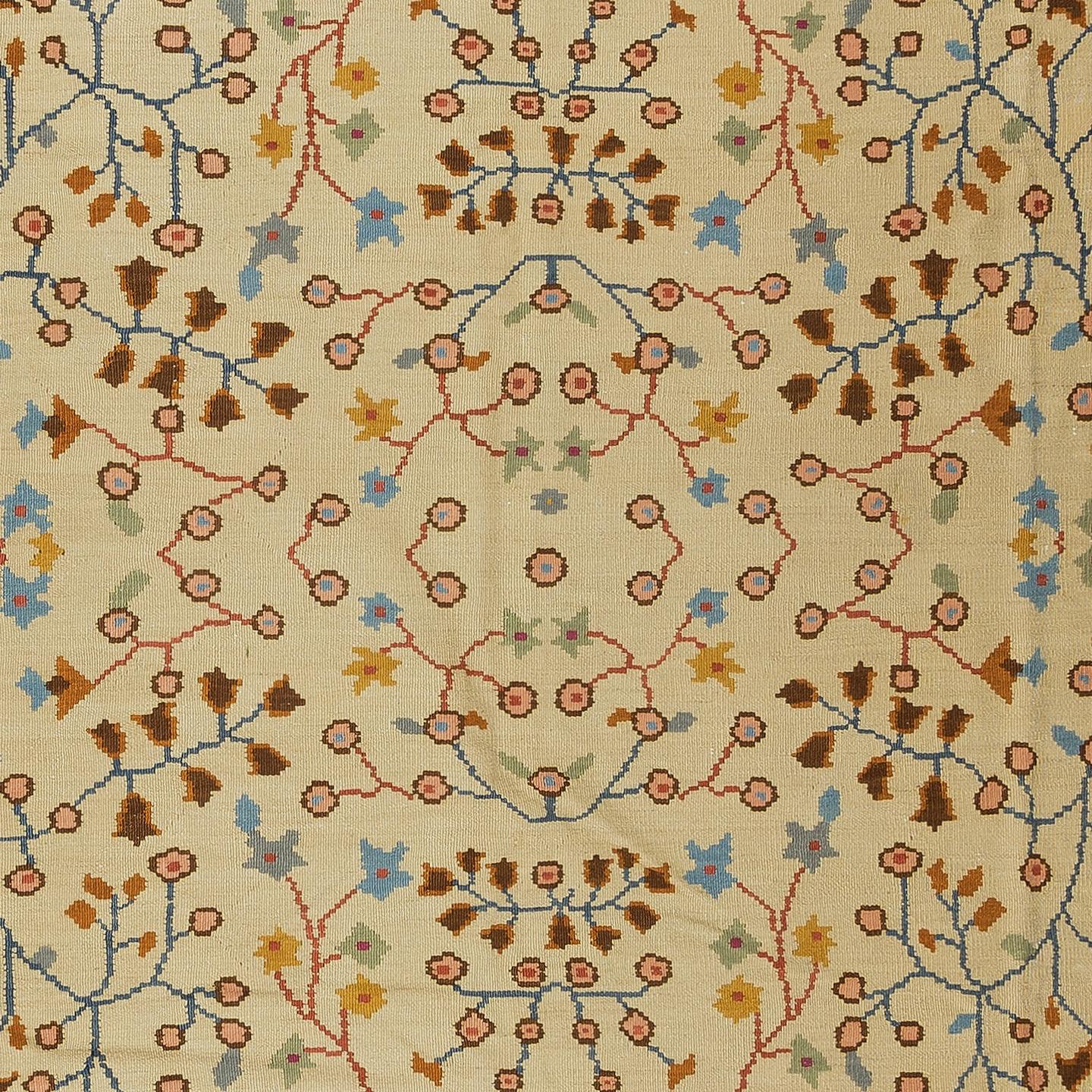 Hand-Woven 8.8x9.7 Ft Rare Vintage Bosnian Flatweave Kilim Rug For Sale