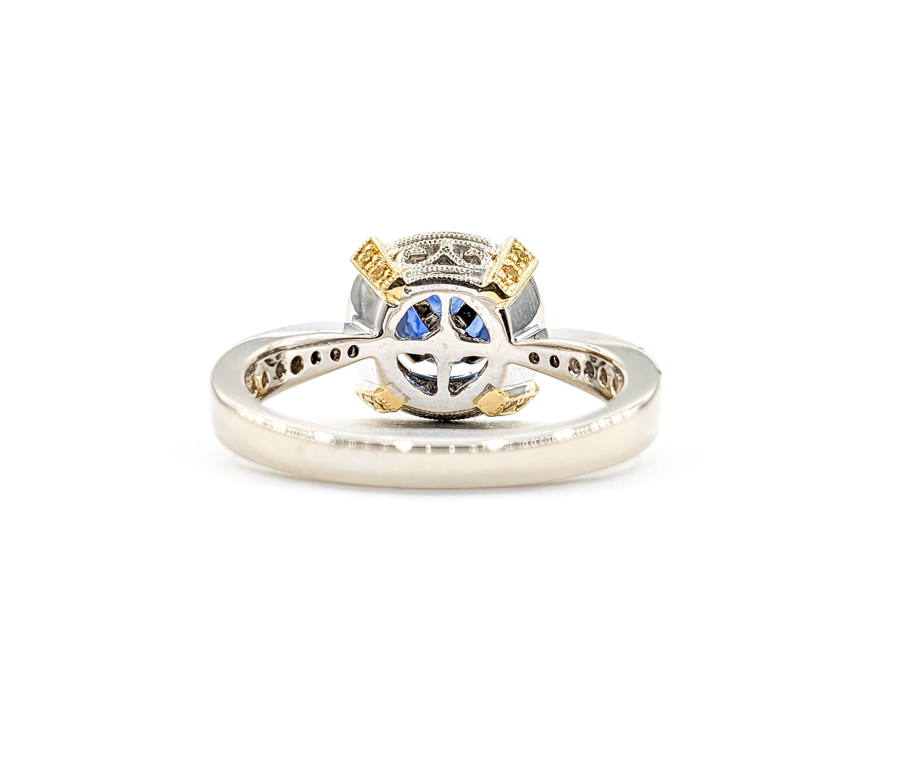 .89 Ring aus Zinnfarbenem Gold mit blauem Saphir und Diamant  im Angebot 6