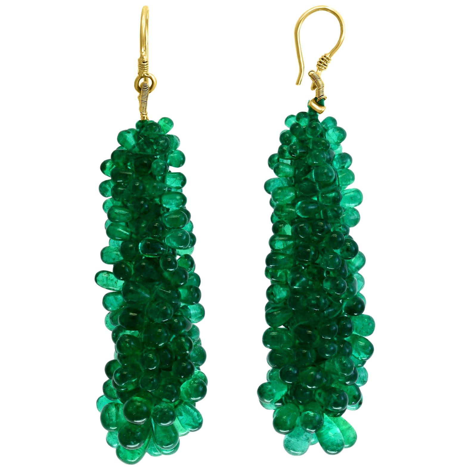 7 Carat Colombian Emerald Cut Emerald Diamond Hanging/Drop Earrings