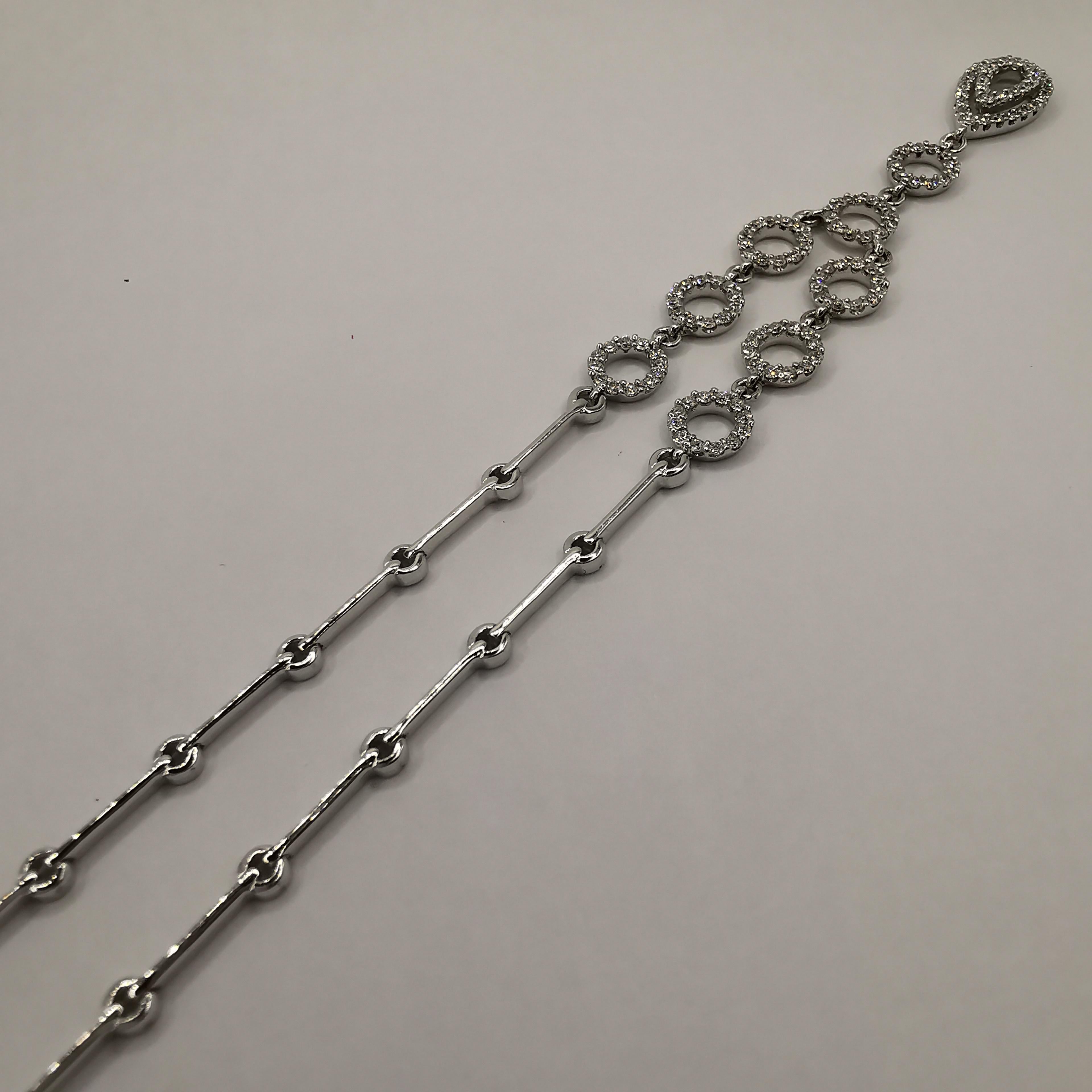 .89 Carat Diamond Teardrop Bridal Necklace in 18K White Gold In New Condition In Wan Chai District, HK