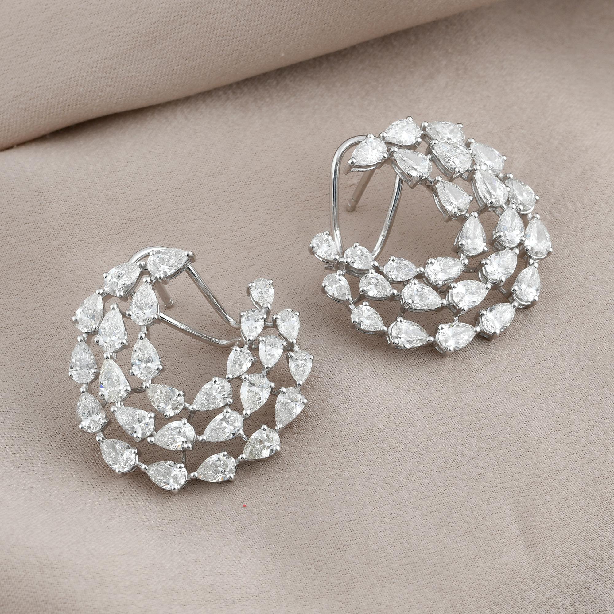 Modern 8.9 Ct SI Clarity HI Color Pear Diamond Clip Back Earrings 18 Karat White Gold For Sale