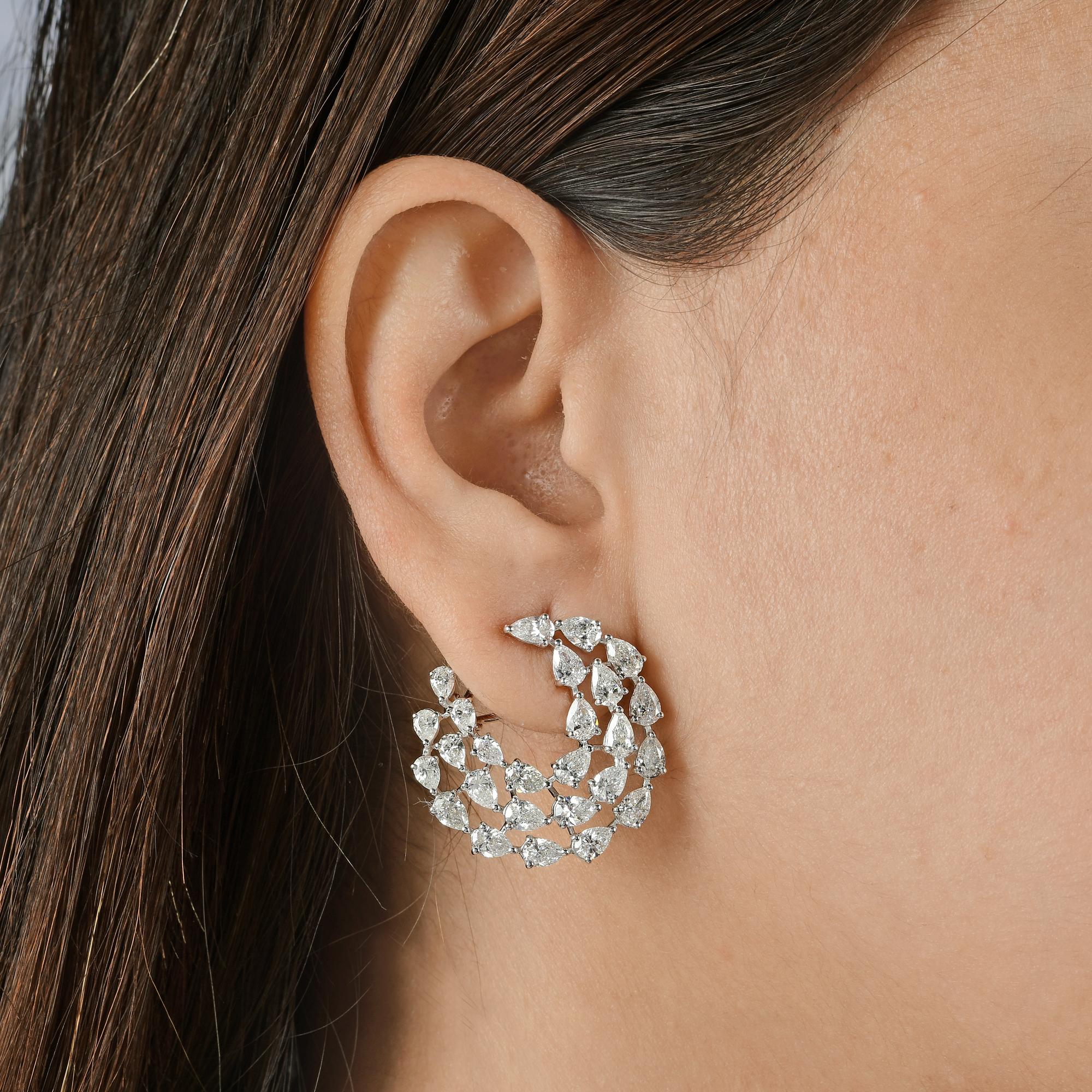 8,5 Karat SI Reinheit HI Farbe Birnen-Diamant-Ohrringe mit Clipverschluss aus 18 Karat Weißgold (Tropfenschliff) im Angebot