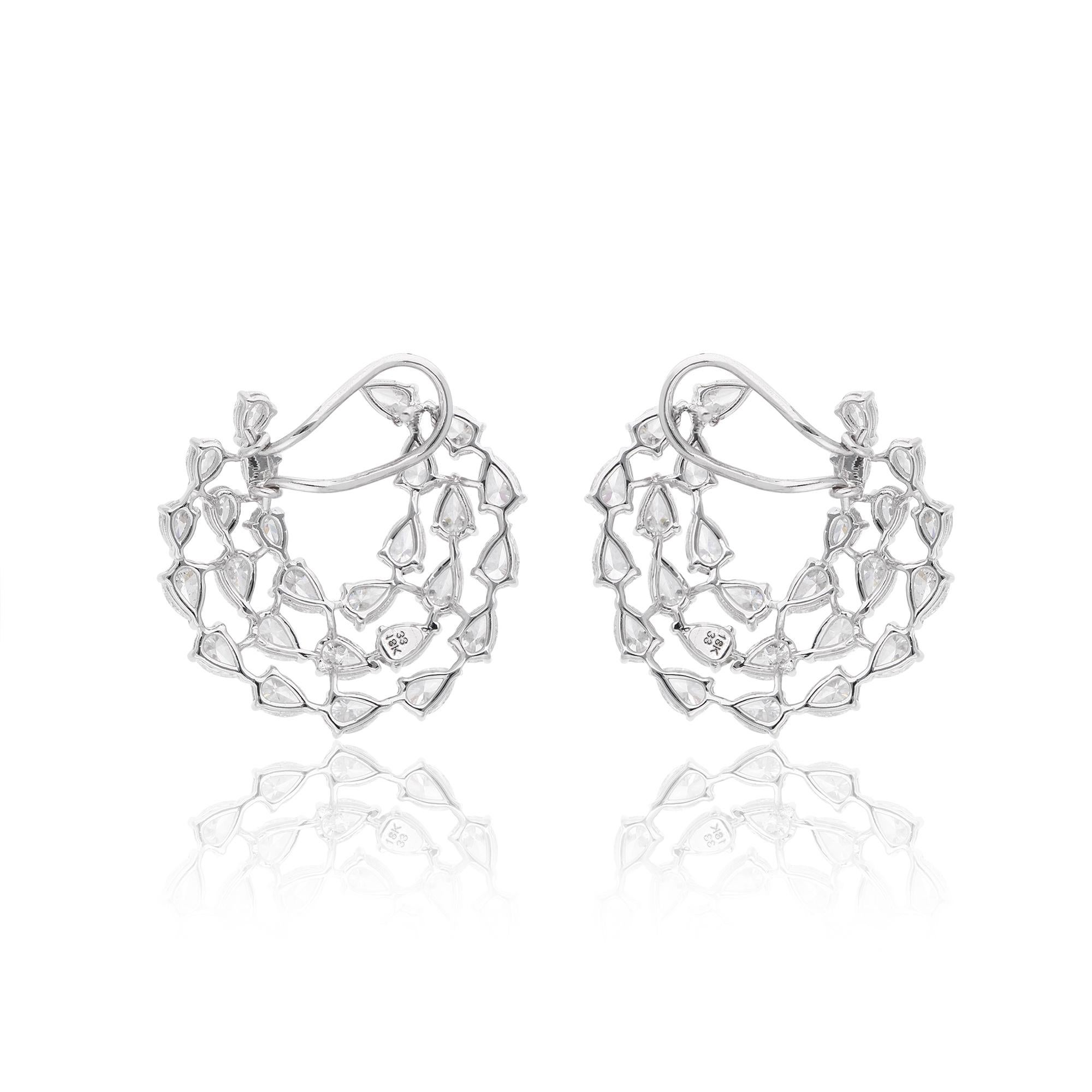 8.9 Ct SI Clarity HI Color Pear Diamond Clip Back Earrings 18 Karat White Gold In New Condition For Sale In Diera, Dubai