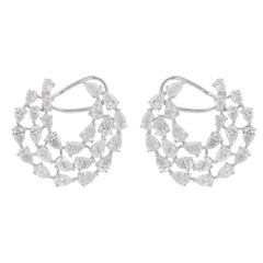Orecchini a clip con diamante a pera di 8,9 carati, purezza SI e colore HI, oro bianco 18 carati