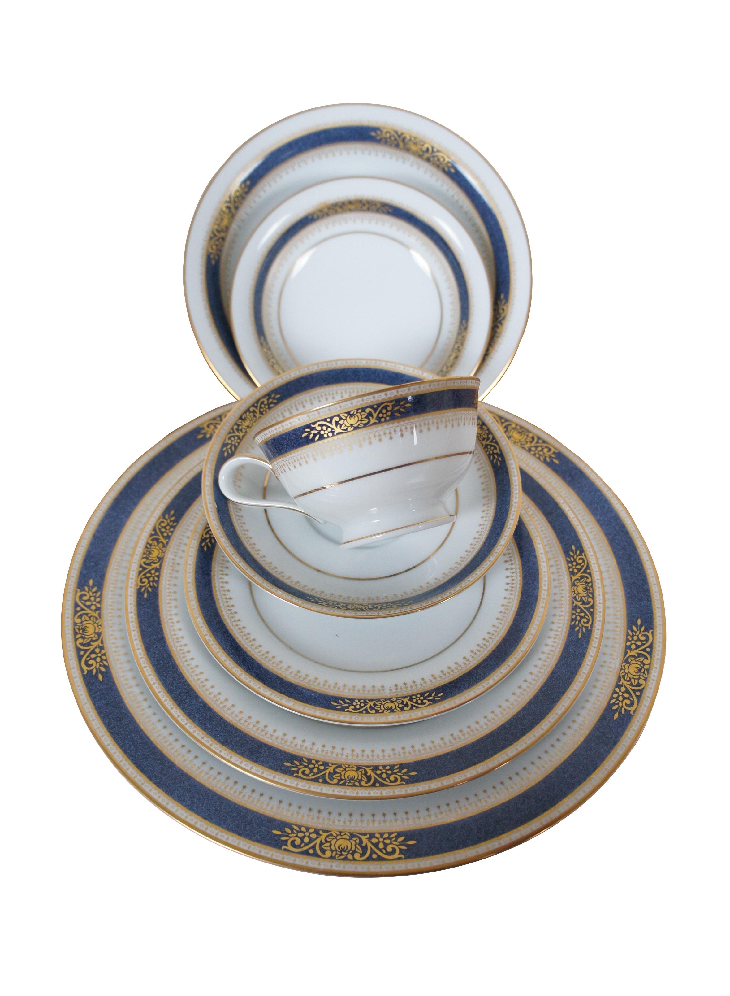 Vajilla 89 piezas Noritake Japan Lamarre Azul Oro Porcelana China 6859 en Bueno Estado en Dayton, OH