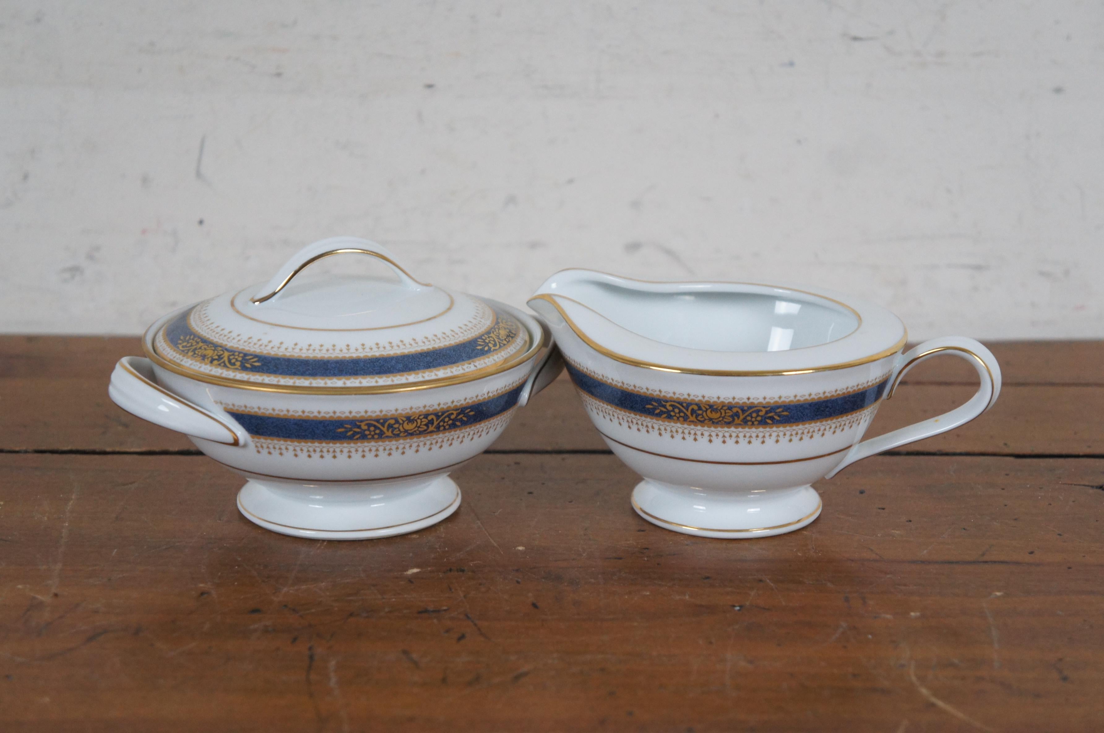 Vajilla 89 piezas Noritake Japan Lamarre Azul Oro Porcelana China 6859 siglo XX