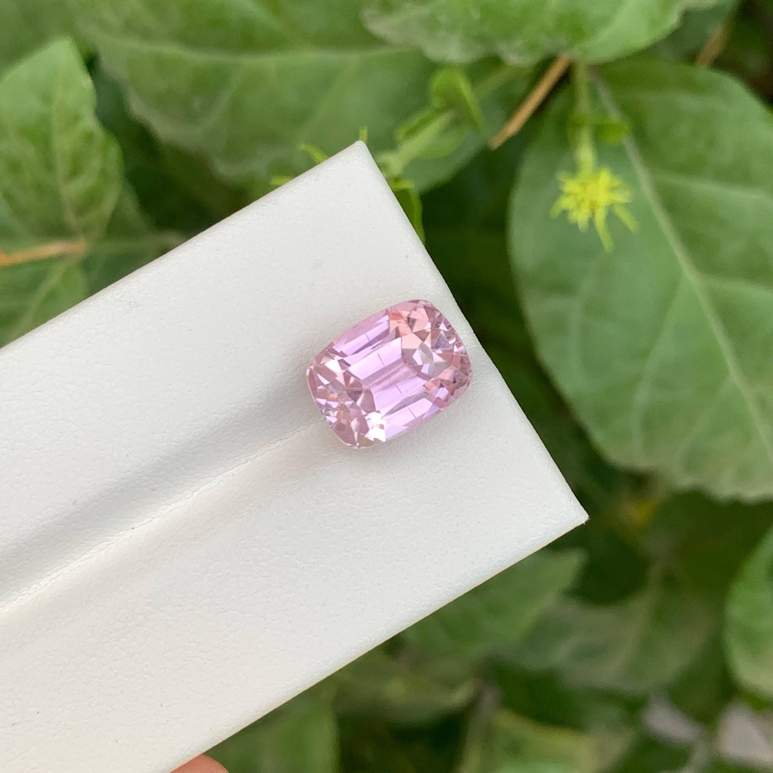 Women's or Men's 8.90 Carat Loose Pink Kunzite Stone Cushion Cut Natural Afghan Gemstone For Sale