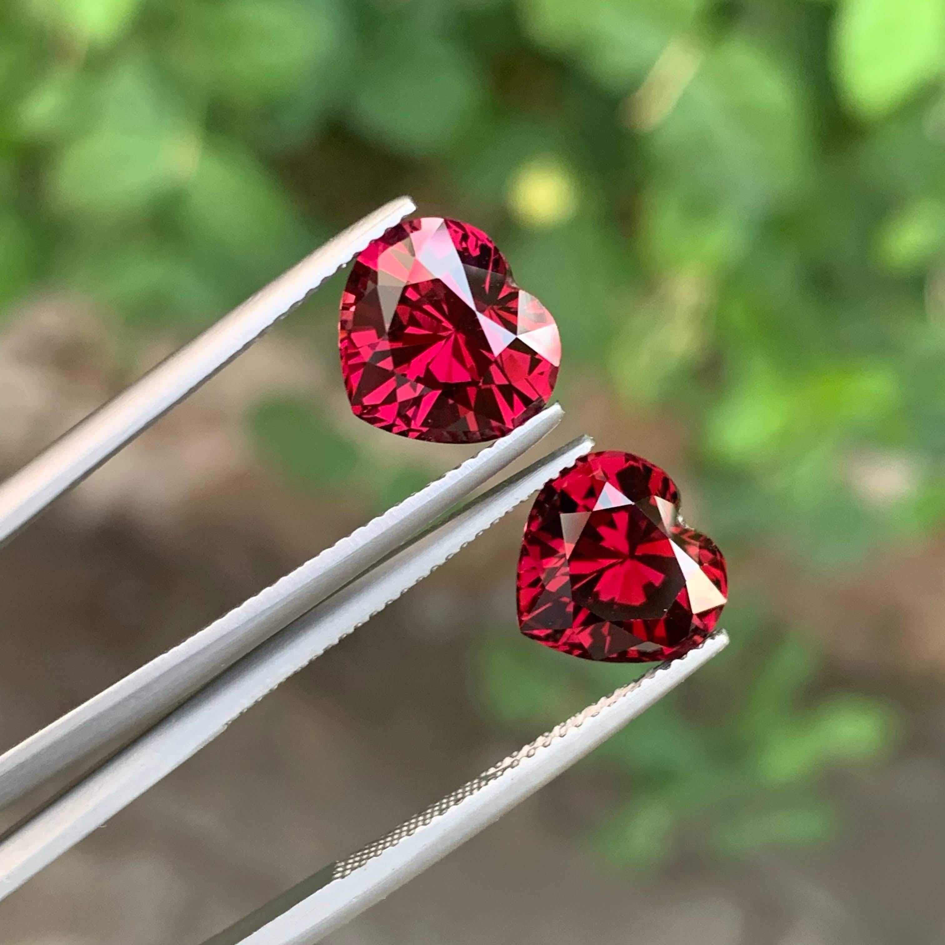 Weight 8.90 carat
Dimensions 9.3x11.2x6.5 To 9.5x10x6.4 mm
Treatment None
Origin Tanzanian
Clarity Eye Clean
Shape Cut Heart
NA



This 8.90-carat natural Garnet pair features two beautifully matched heart-cut gemstones, radiating a vivid