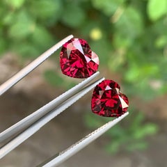 8,90 carati di granato rosso rosato sciolto, coppia di pietre con taglio a cuore, gemme naturali della Tanzania