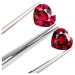 8.90 Carat Loose Pinkish Red Garnet Pair Stone Heart Cut Natural Tanzanian Gems