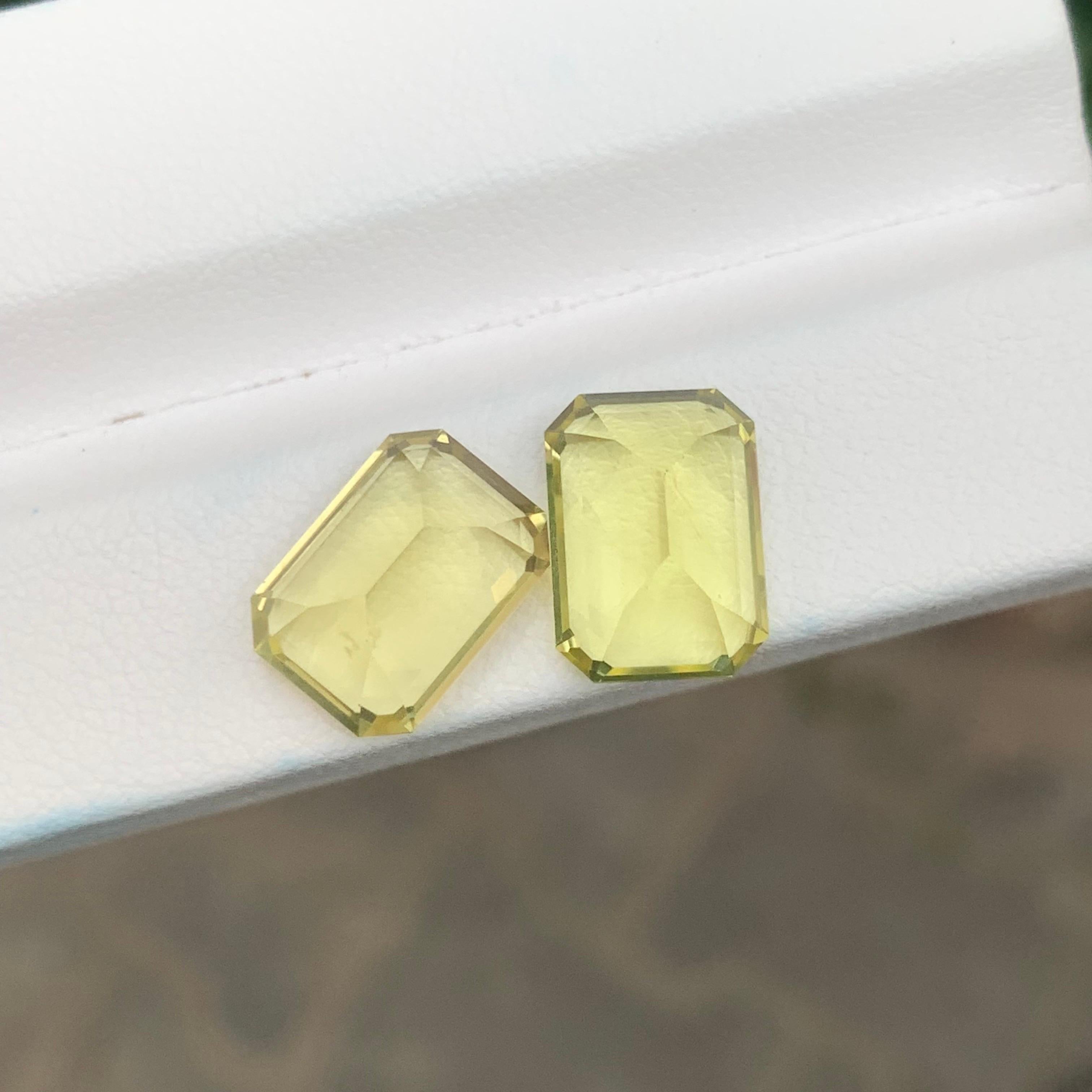 8,90 quilates de cuarzo limón suelto natural Pareja de piedras preciosas con forma de esmeralda en Nuevo estado para la venta en Peshawar, PK