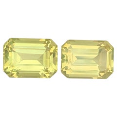 8.90 Carat Natural Loose Lemon Quartz Pair Emerald Shape Gemstone