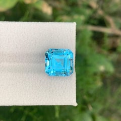 8.90 Carat Natural Loose Sky Color Topaz Stone Asscher Cut African Gemstone