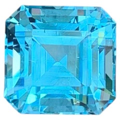 8.90 Carat Natural Loose Sky Color Topaz Stone Asscher Cut African Gemstone