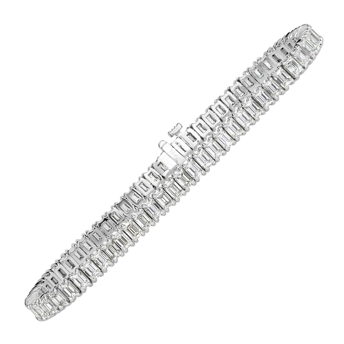 8.90ct Emerald Cut Diamond Tennis Bracelet in 18k White Gold