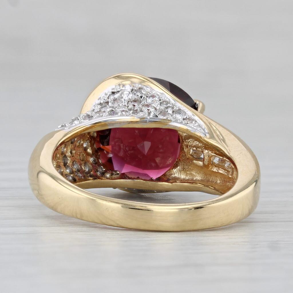 8.90ctw Tourmaline Diamond Ring 18k Yellow Gold Size 8 Cocktail Corte redondo en venta