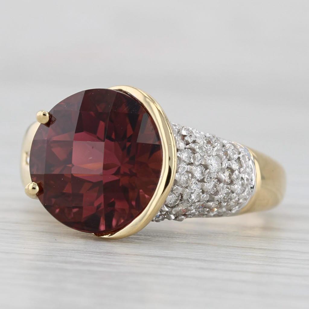 Femenino o masculino 8.90ctw Tourmaline Diamond Ring 18k Yellow Gold Size 8 Cocktail en venta