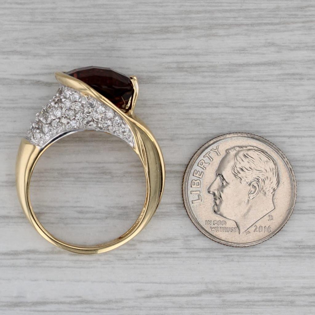 8.90ctw Tourmaline Diamond Ring 18k Yellow Gold Size 8 Cocktail en venta 1