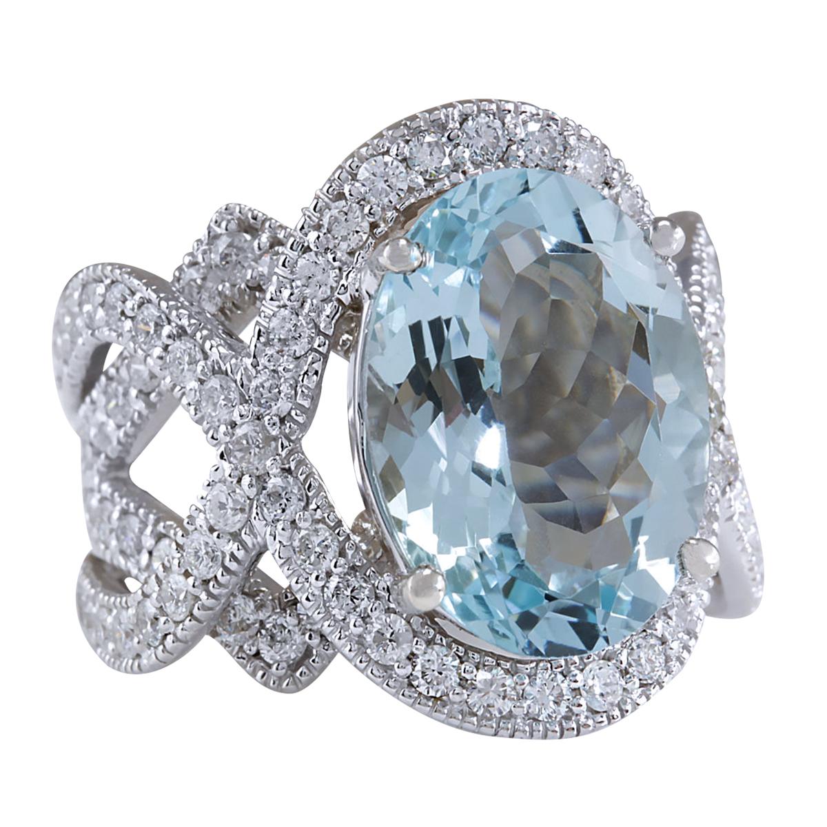 Introducing our breathtaking 14K White Gold Diamond Ring, a true embodiment of elegance and sophistication. Weighing 14.4 grams and meticulously stamped with 14K White Gold, this remarkable ring features a magnificent 8.91 Carat Aquamarine
