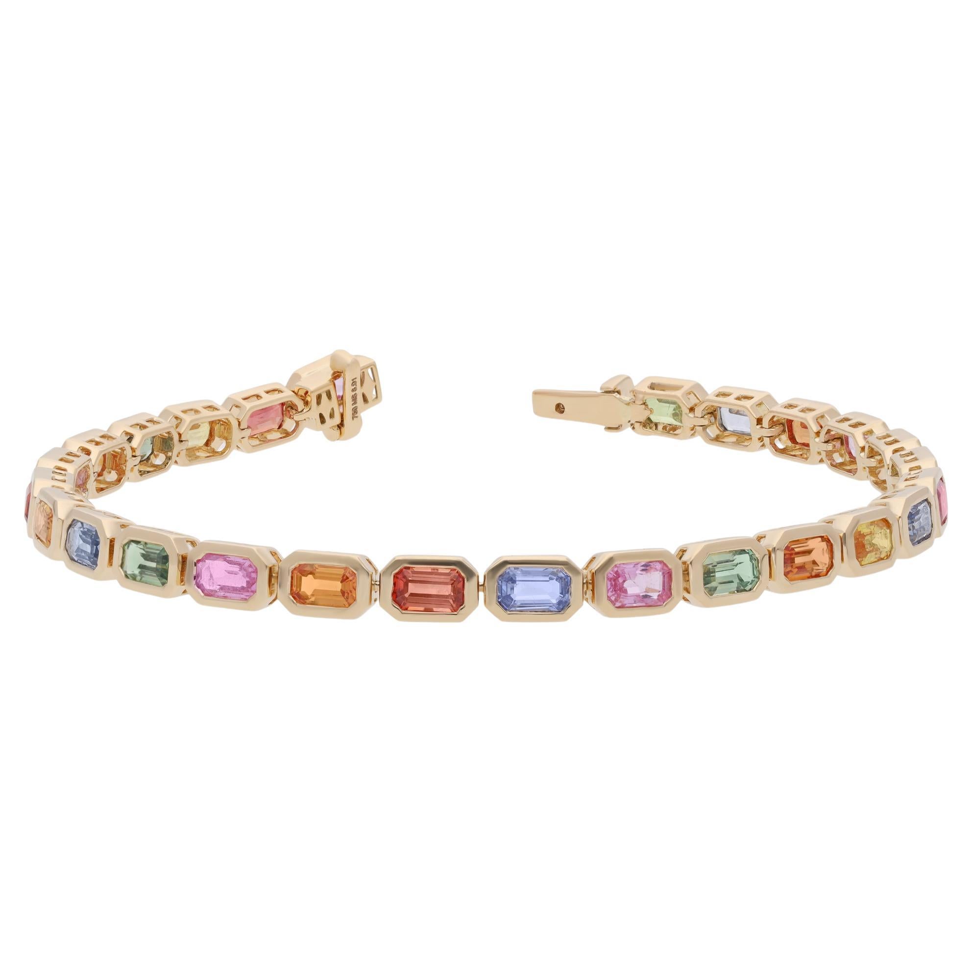8,91 Karat Multi-Saphir-Armband aus 18k Gold im Angebot