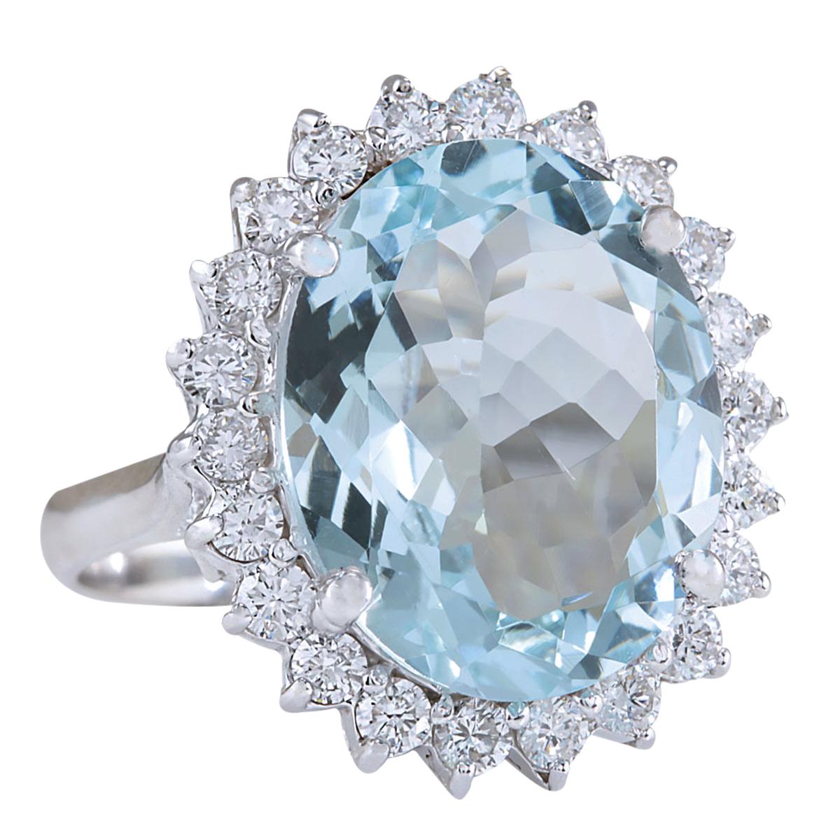 8.91 Carat Natural Aquamarine 14 Karat White Gold Diamond Ring
Stamped: 14K White Gold
Total Ring Weight: 6.8 Grams
Total Natural Aquamarine Weight is 7.81 Carat (Measures: 16.00x12.00 mm)
Color: Blue
Total Natural Diamond Weight is 1.10