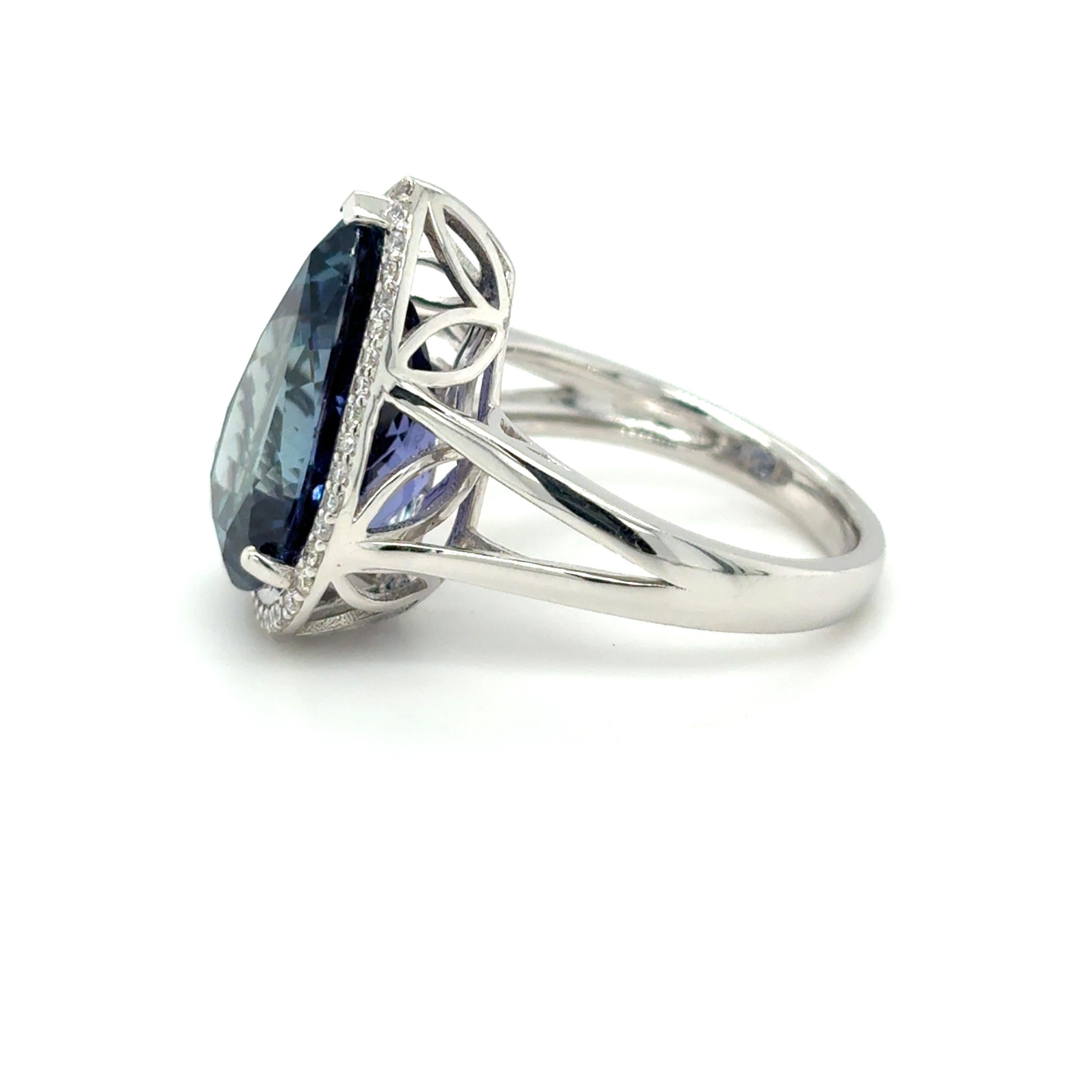 8,91 Karat Birnenschliff Tansanit Diamant Cocktail Ring im Angebot 6