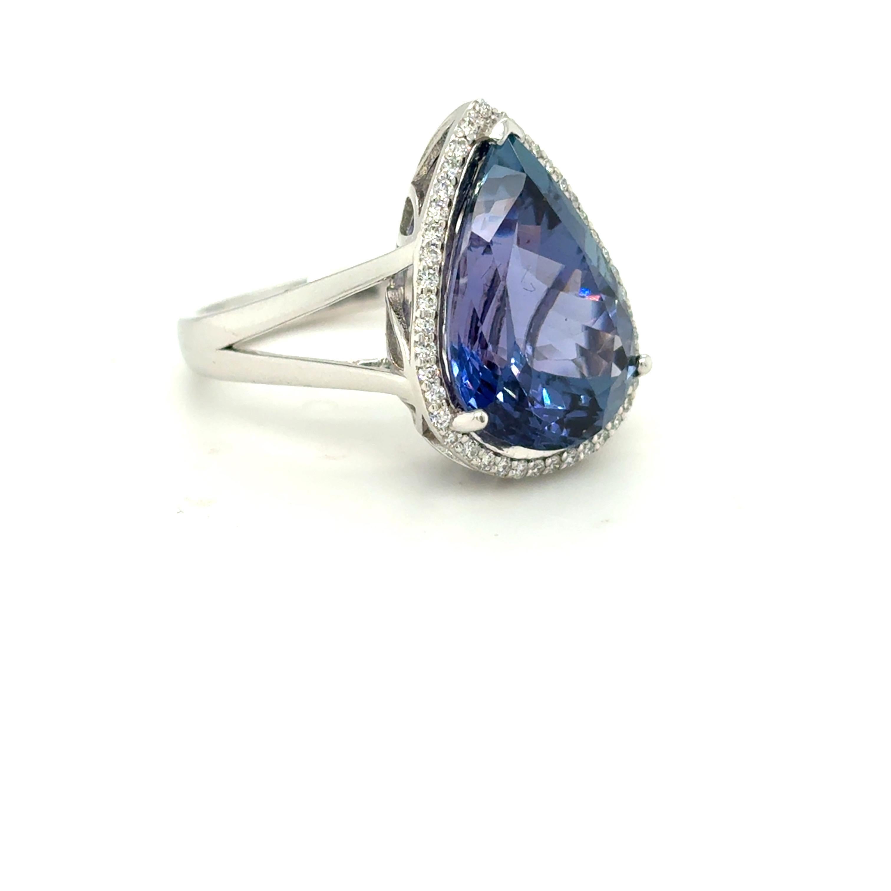 8,91 Karat Birnenschliff Tansanit Diamant Cocktail Ring (Kunsthandwerker*in) im Angebot