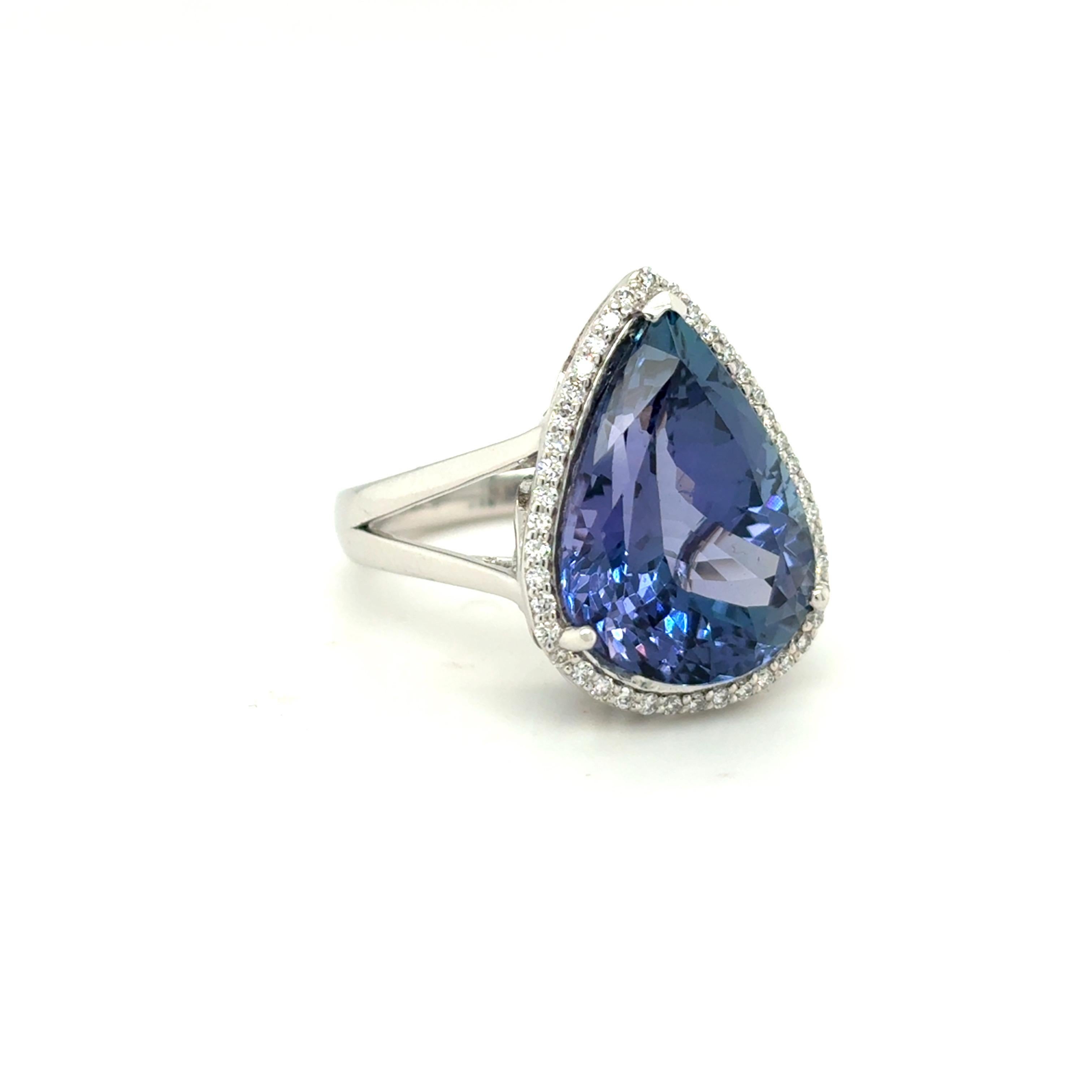 8,91 Karat Birnenschliff Tansanit Diamant Cocktail Ring (Tropfenschliff) im Angebot