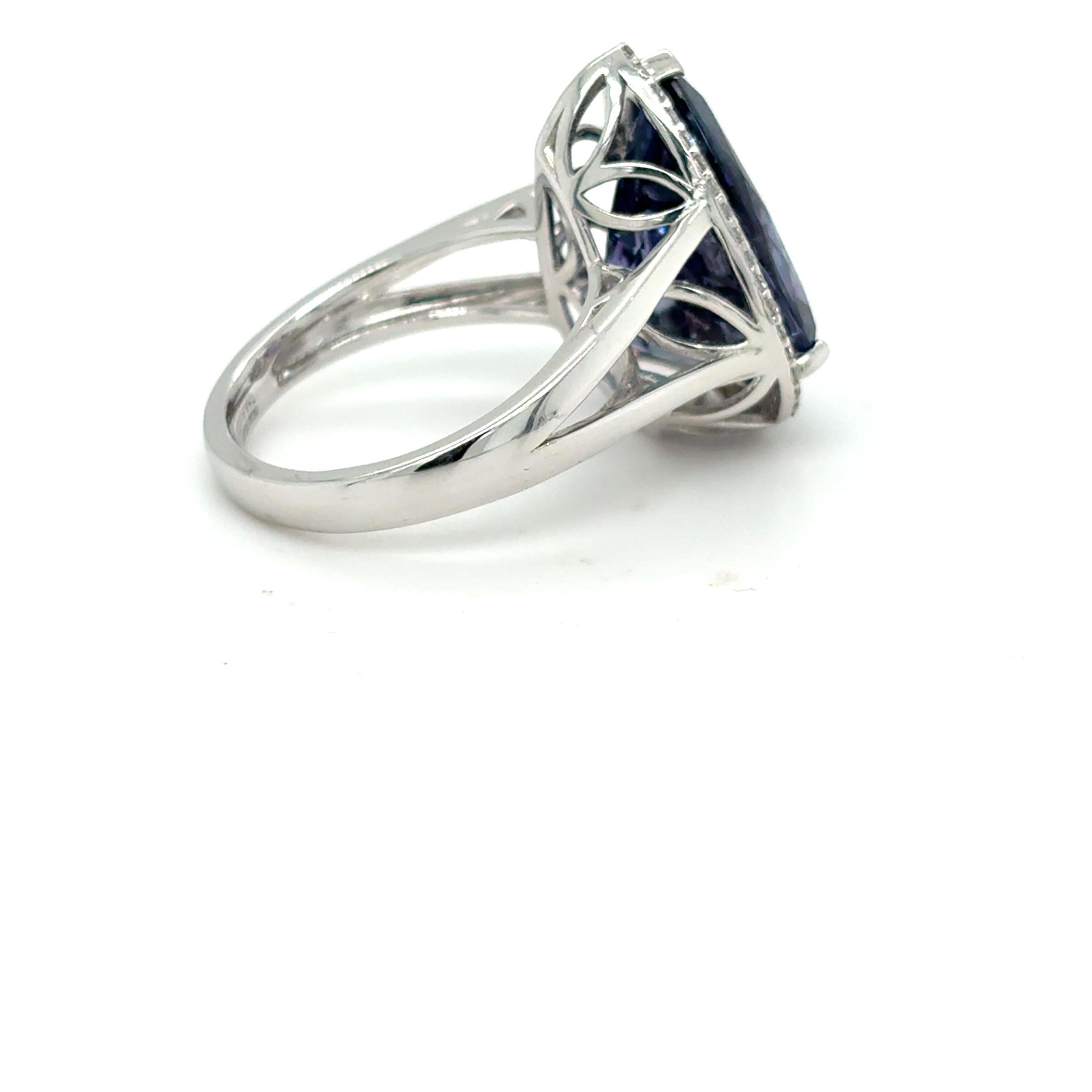 8,91 Karat Birnenschliff Tansanit Diamant Cocktail Ring Damen im Angebot