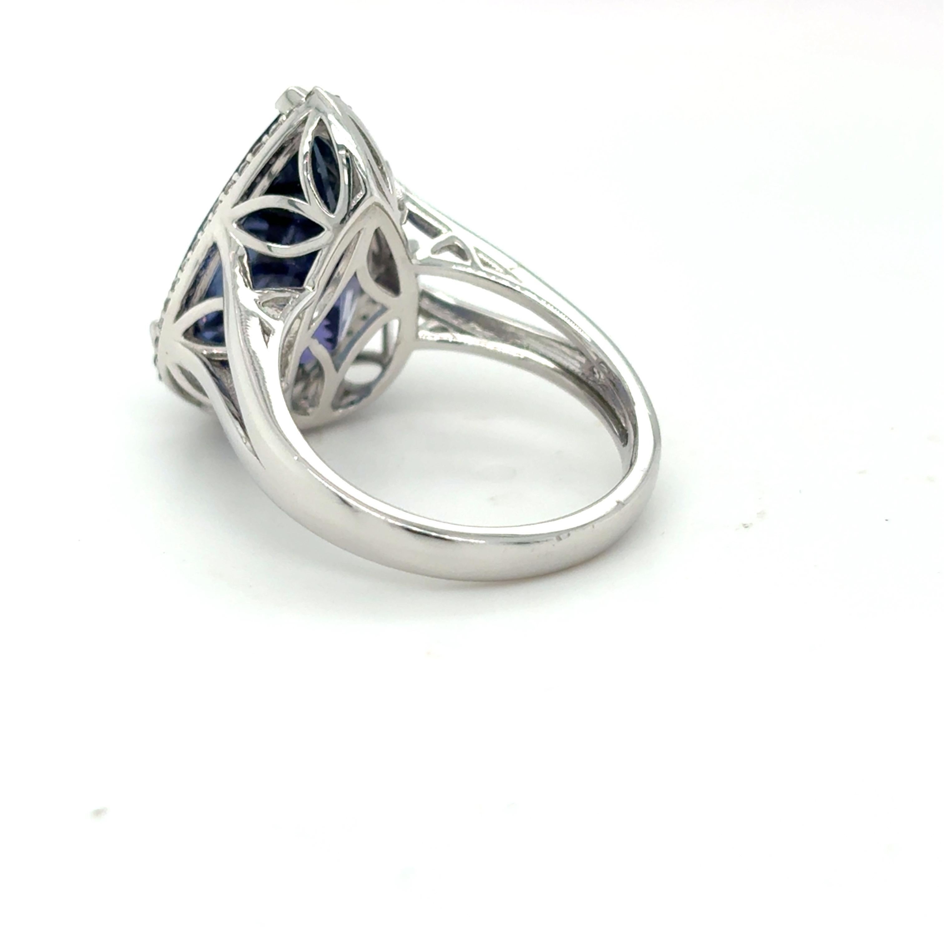 8,91 Karat Birnenschliff Tansanit Diamant Cocktail Ring im Angebot 3