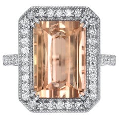 8,91 Karat Edel-Topas Smaragd-Schliff Ring - Luxus 18K Weißgold mit Diamanten
