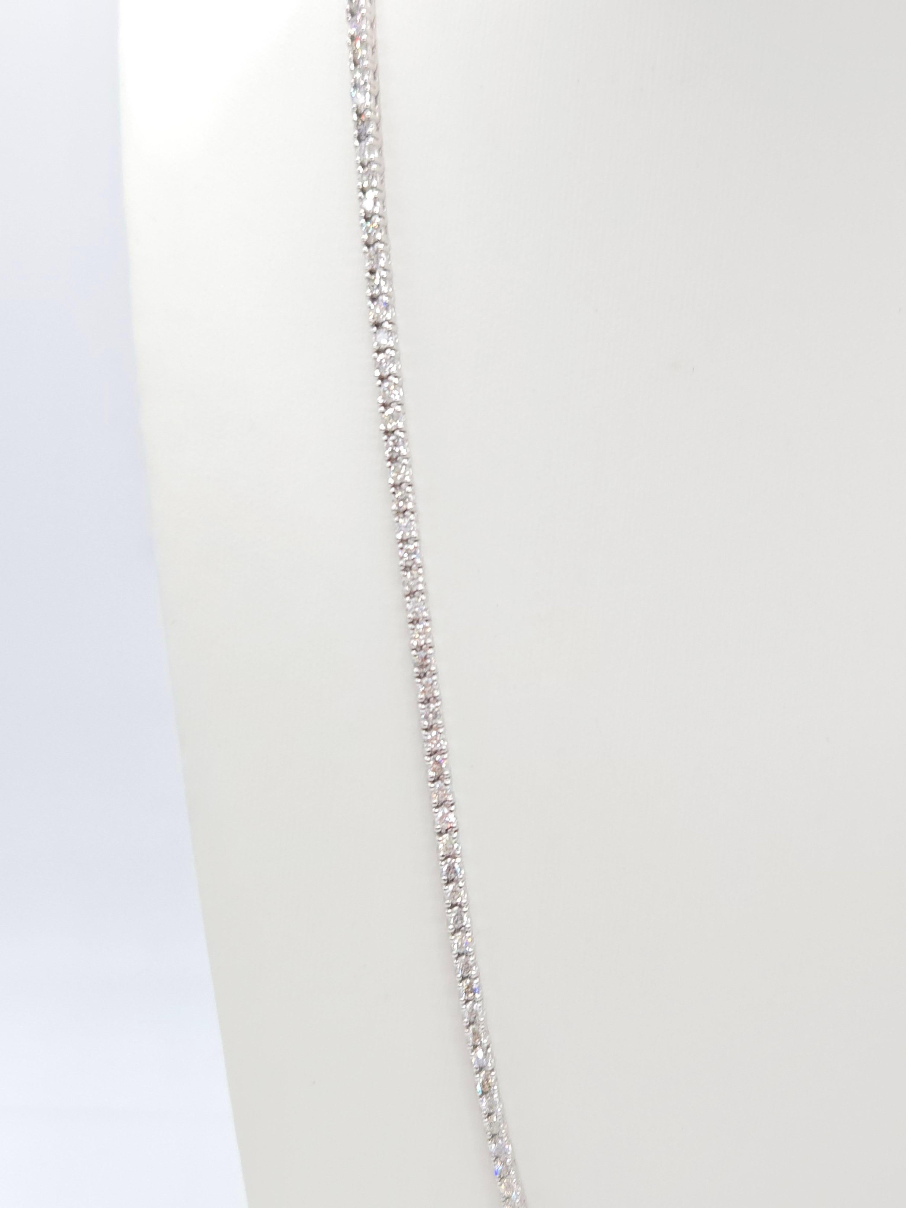 8,91 Karat runder natürlicher Diamant-Tennis-Halskette 14 Karat Weißgold 22'' im Zustand „Neu“ in Great Neck Plaza, NY