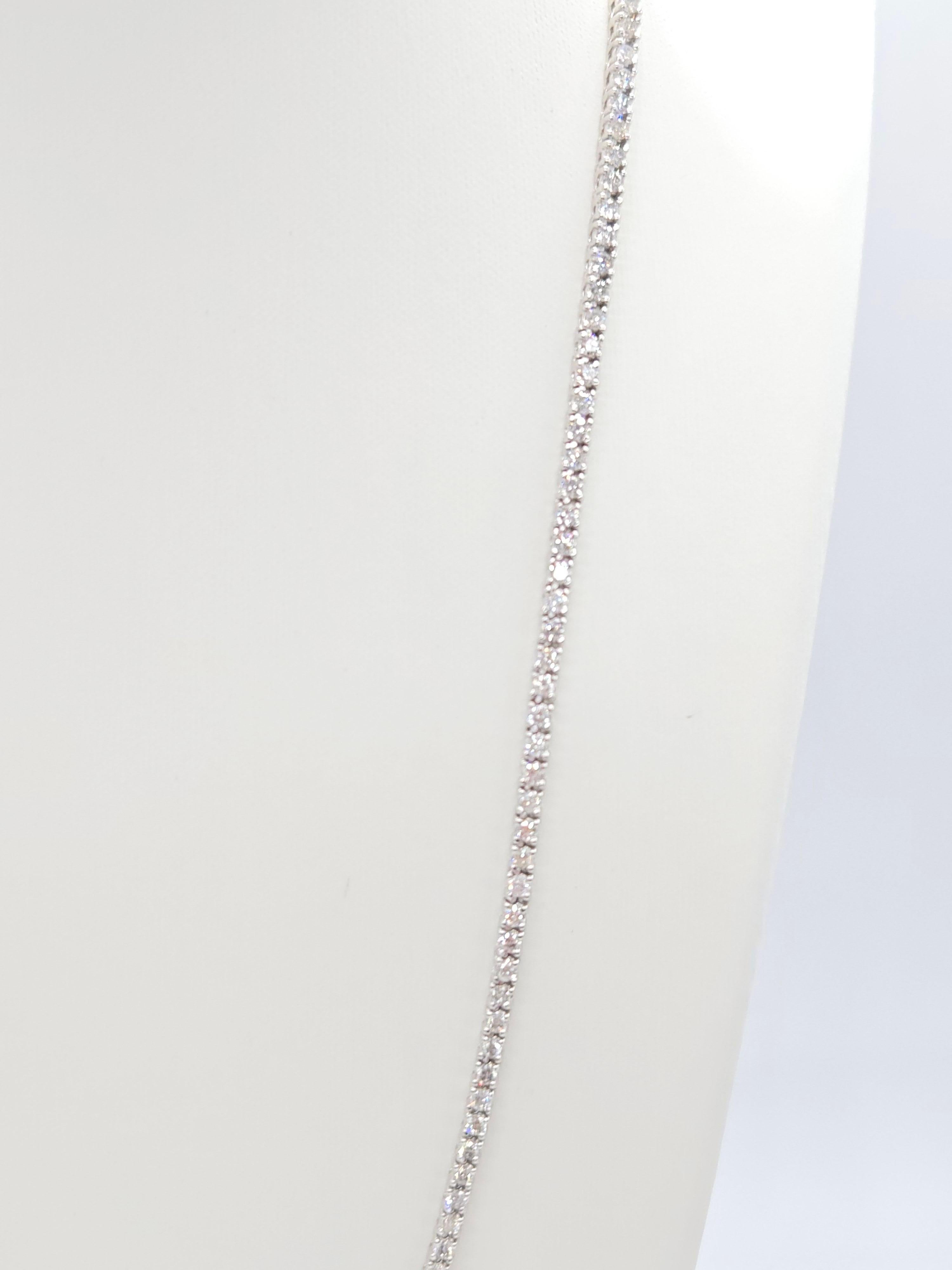 8,91 Karat runder natürlicher Diamant-Tennis-Halskette 14 Karat Weißgold 22'' für Damen oder Herren