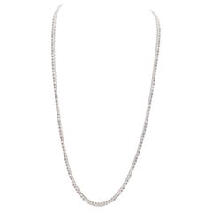 8,91 Karat runder natürlicher Diamant-Tennis-Halskette 14 Karat Weißgold 22''