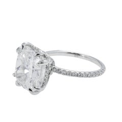 8.92 Carat Cushion Diamond Ring Brilliant White 18K White Gold Radiant Elegance