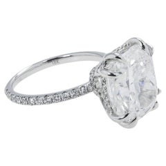 8.92 Carat Cushion Diamond Ring Brilliant White 18K White Gold Radiant Elegance