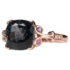 8.92ct London Blue Topaz & Pink Sapphire Diamond 9ct Rose Gold Ring Size T / 9.5