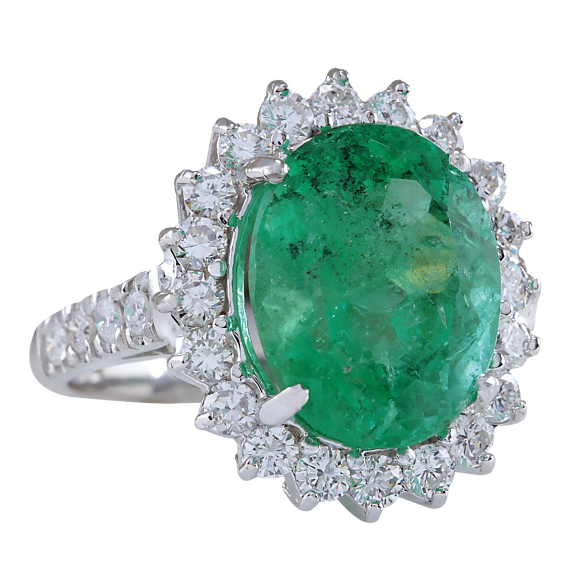 Introducing a true masterpiece of timeless elegance, this Emerald Diamond Ring radiates opulence and sophistication. Crafted in luxurious 14K White Gold, this ring boasts a mesmerizing 8.93 carats of celestial beauty.

At its heart lies a