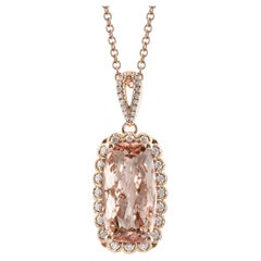 8.93 Carat Morganite Diamonds in Gold Pendant 