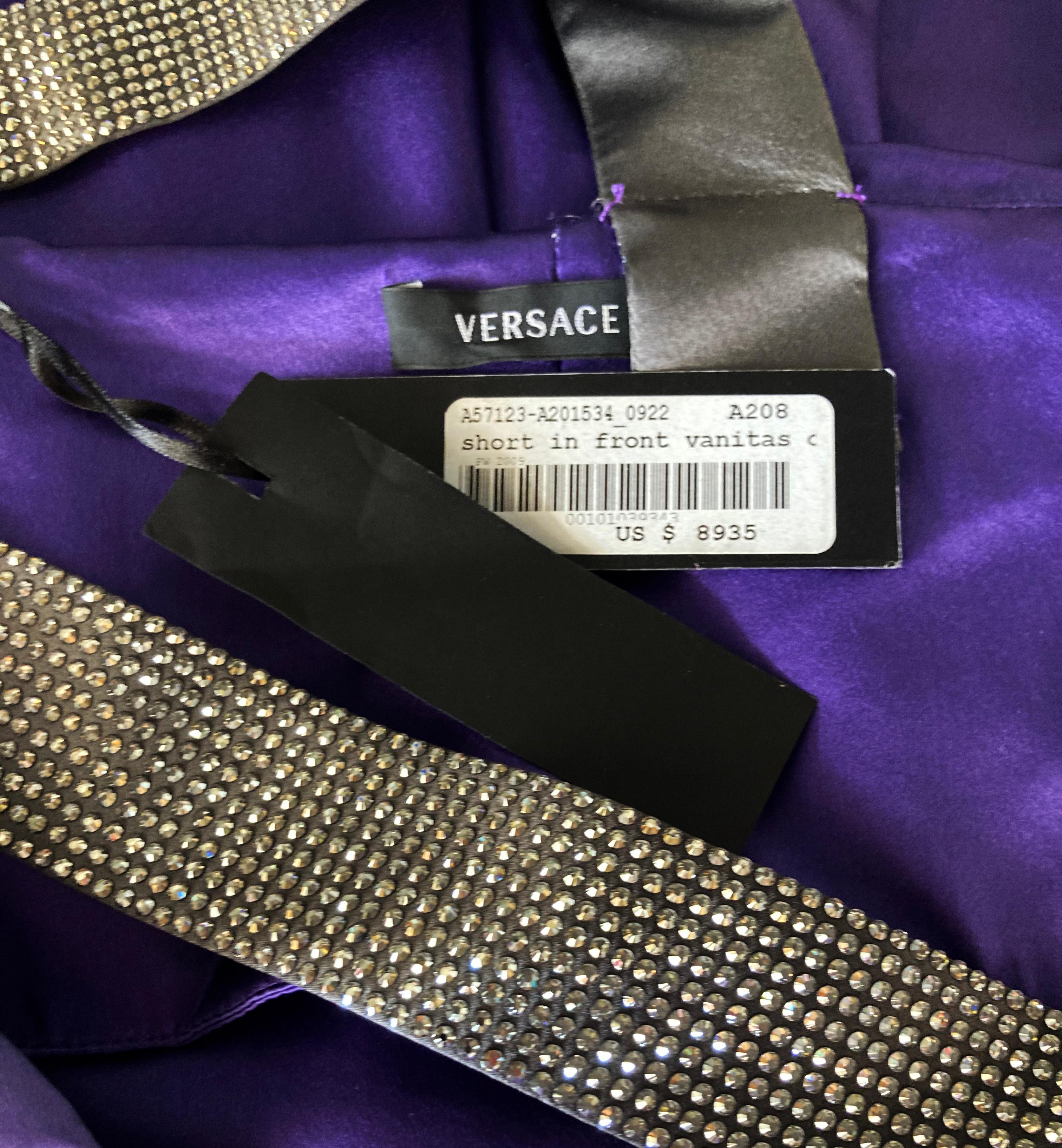 Versace - Robe longue 100 % soie, ornée de cristaux violets, 38 - 2, état neuf, 8 935 $ en vente 9