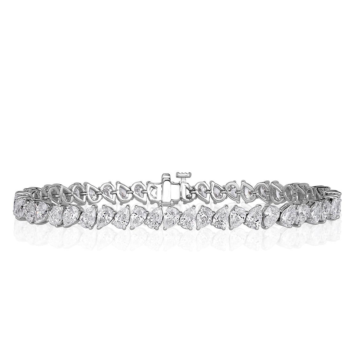 8.93ct Pear Shape Diamond Tennis Bracelet in 18k White Gold