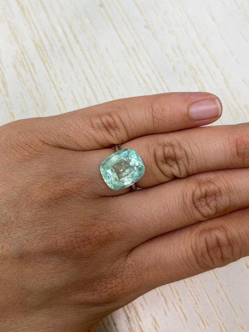8.94 Carat Light Green Colombian Emerald - Cushion Cut Genuine Gem May Birthston For Sale 5