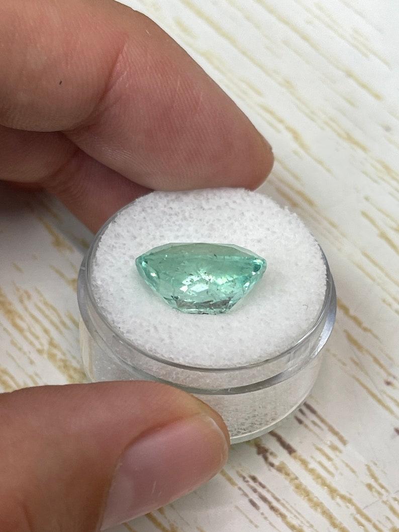 8.94 Carat Light Green Colombian Emerald - Cushion Cut Genuine Gem May Birthston For Sale 2
