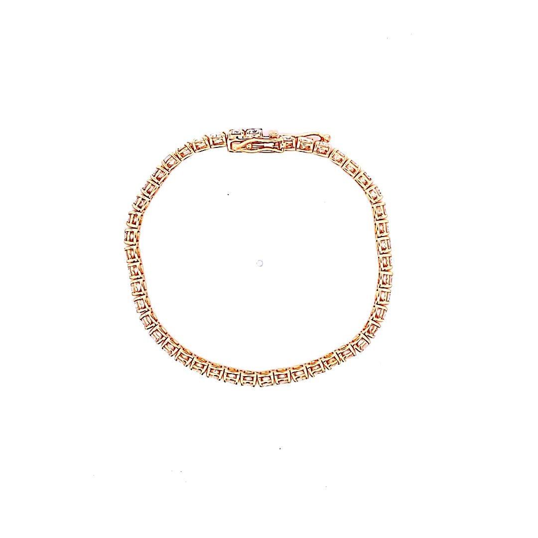 De las mujeres Pulsera de tenis con diamantes redondos brillantes de 8,94 ct en oro rosa de 14 quilates en venta