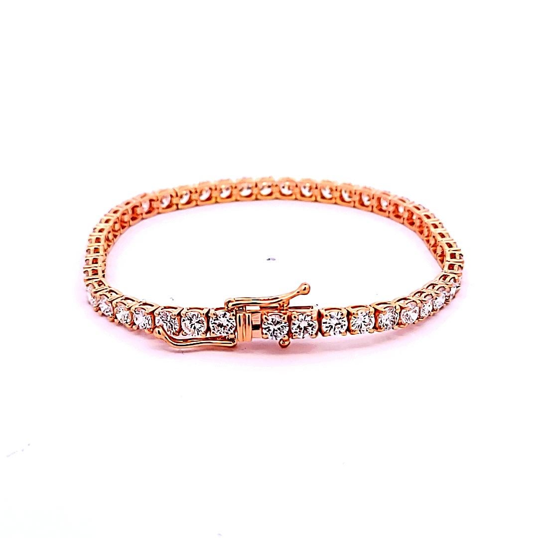 Pulsera de tenis con diamantes redondos brillantes de 8,94 ct en oro rosa de 14 quilates en venta 2